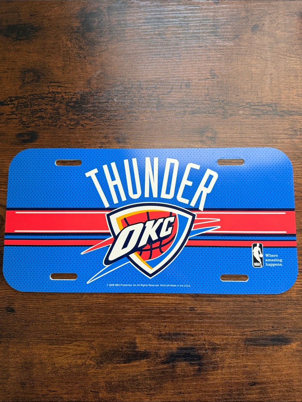 NBA Thunder License Plate - Blue Red White